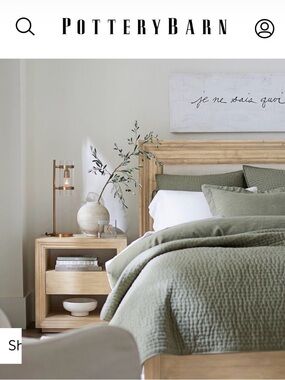 Pottery Barn Pick-Stitch Cotton King Linen Quilt - Loden with 3 Euro shams